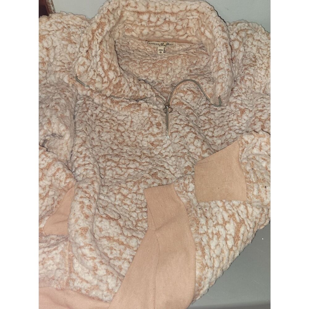 Express One Eleven Sherpa Half-Zip Pullover in Blush